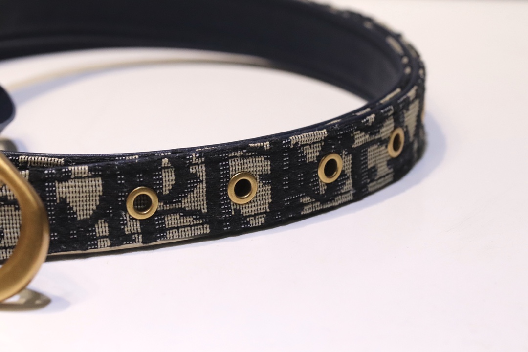 “Christian Dior Black Leather Belt: Original Design, 20mm Width, All-Market Logo Font” - 图片 8