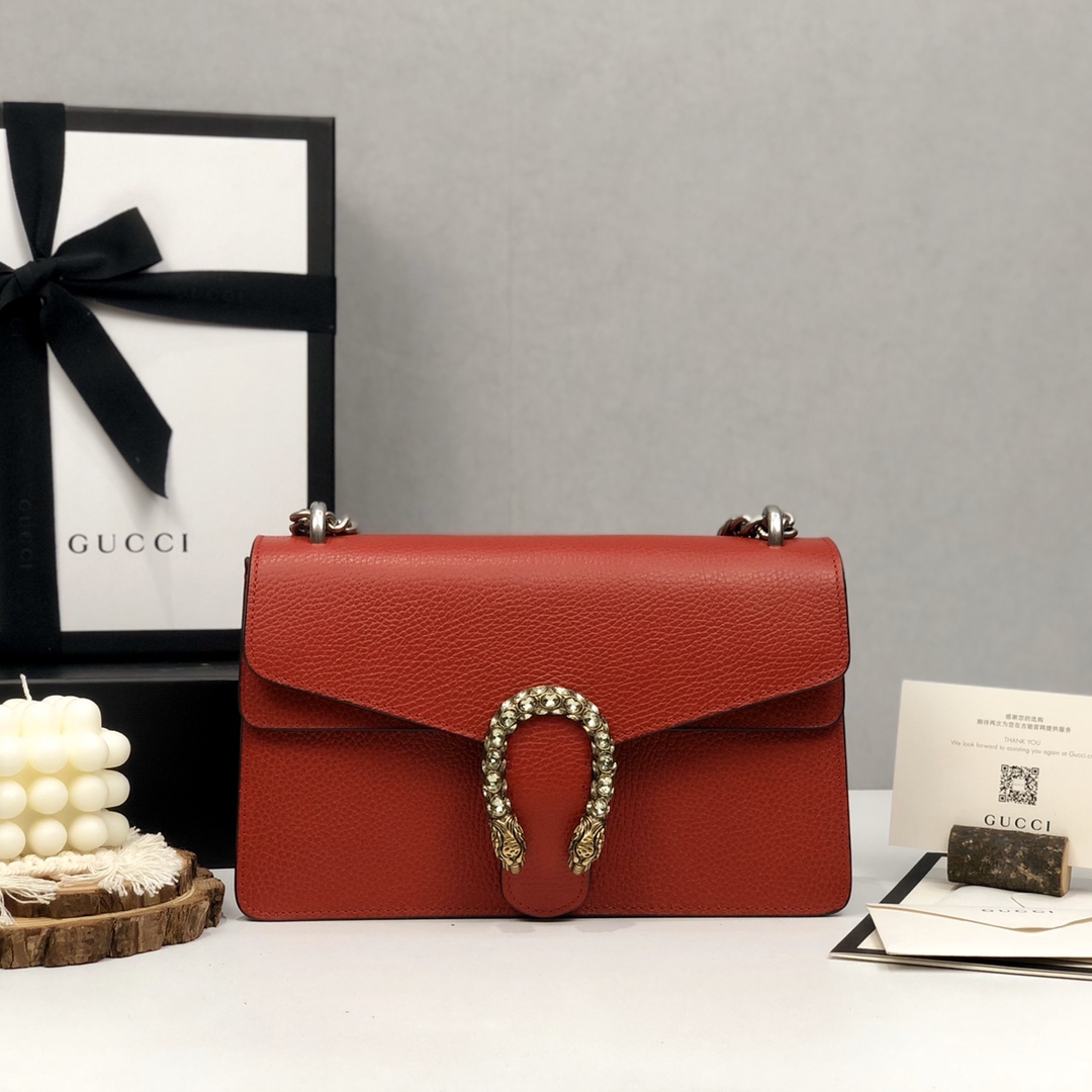 Gucci Dionysus full leather double tiger head metal buckle chain bag