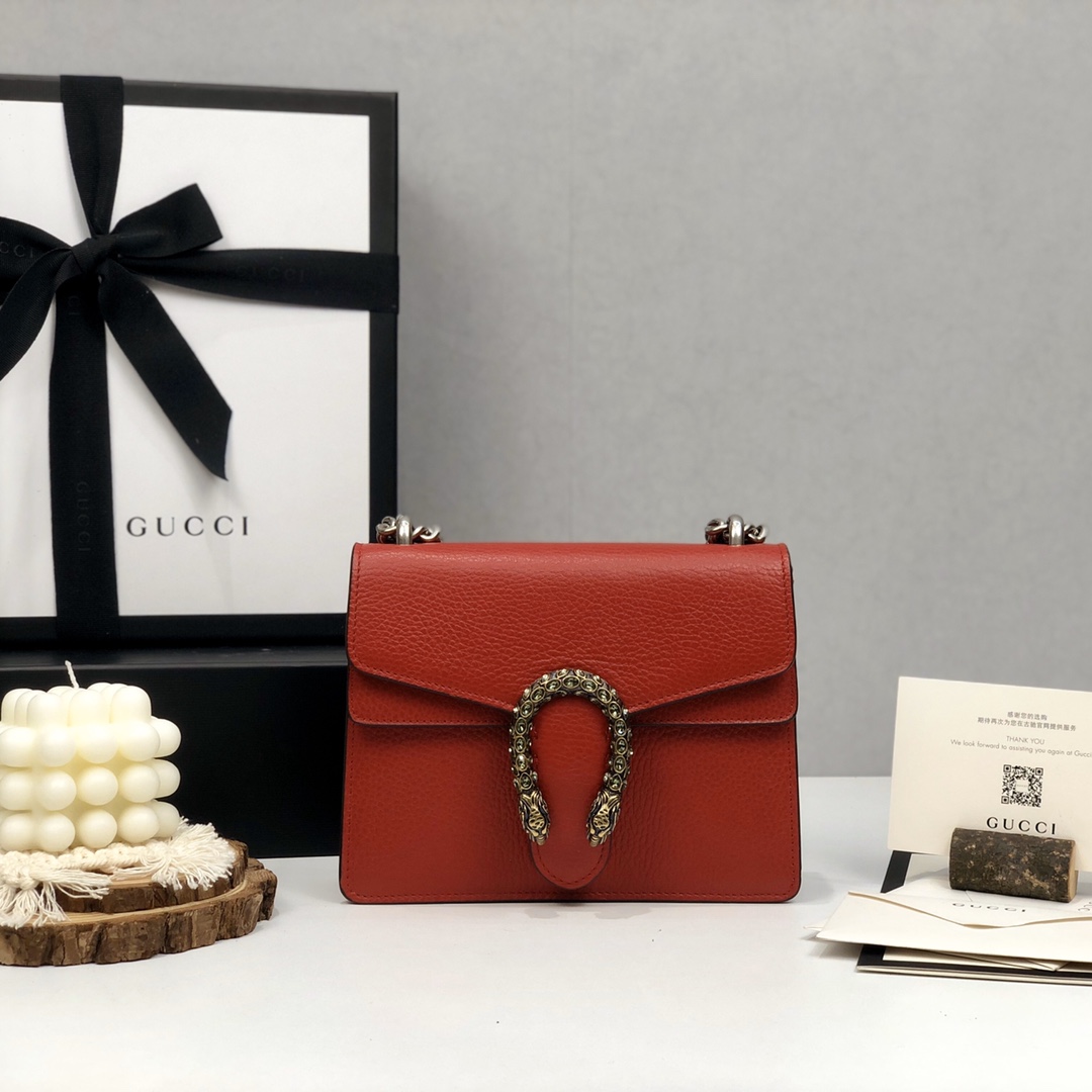 Gucci Dionysus full leather double tiger head metal buckle chain bag