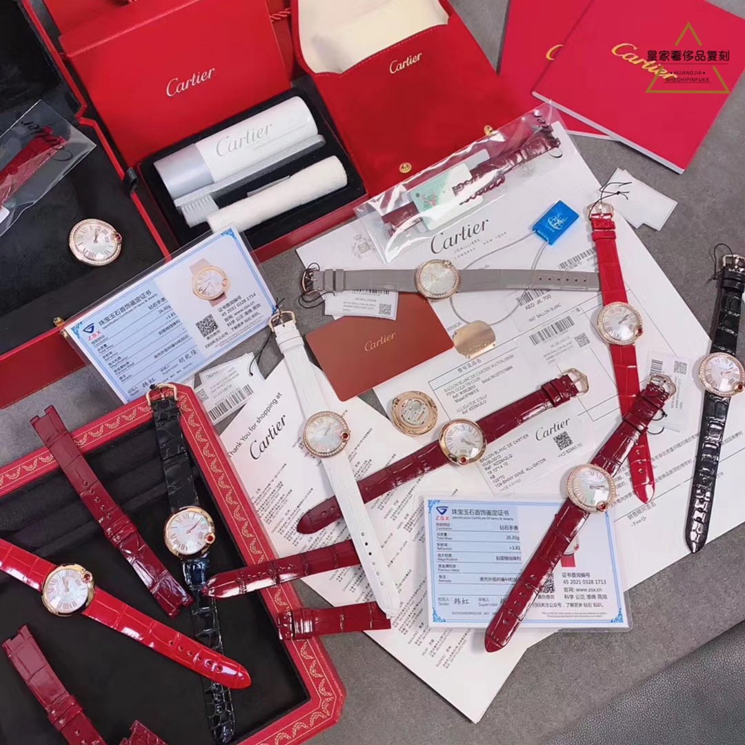 Cartier 最美白气球腕表，多种颜色选择，镶钻和没有镶钻的都有