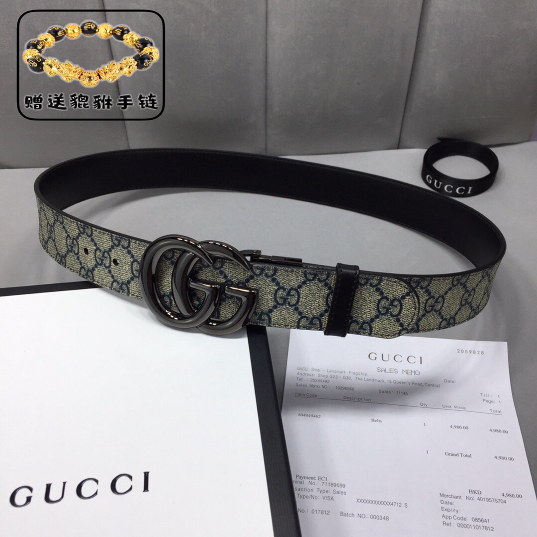 GUCCI.古奇，高级人造革配进口小牛皮底，采用环保工艺制作而成，配以高档皮质滚边，钯色金属旋转钢扣，宽