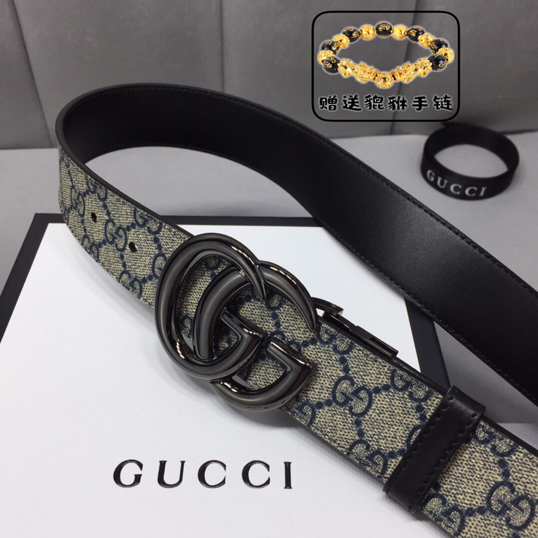 GUCCI.古奇，高级人造革配进口小牛皮底，采用环保工艺制作而成，配以高档皮质滚边，钯色金属旋转钢扣，宽
