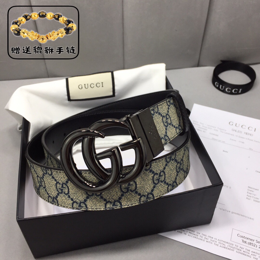 GUCCI.古奇，高级人造革配进口小牛皮底，采用环保工艺制作而成，配以高档皮质滚边，钯色金属旋转钢扣，宽