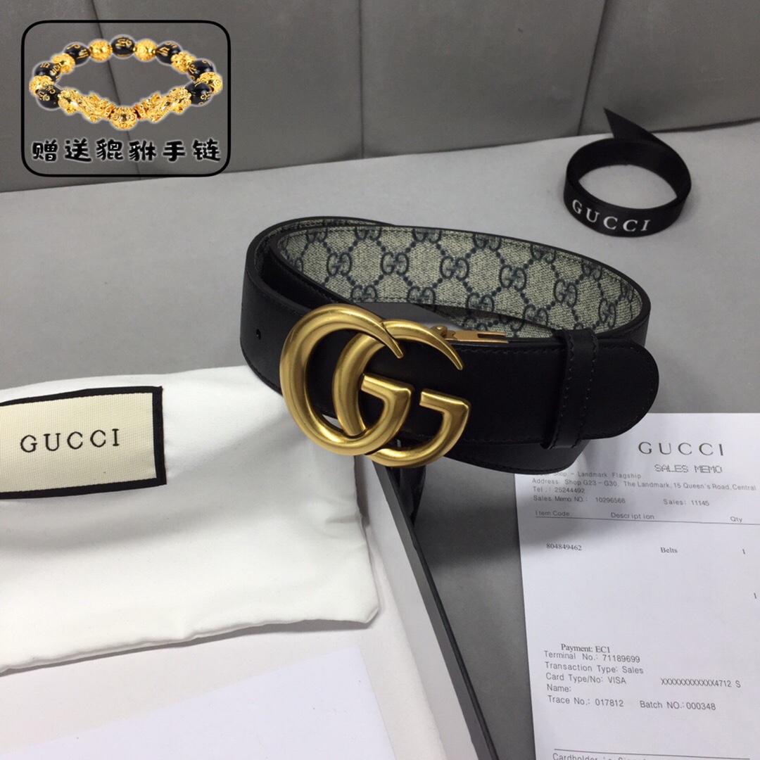 GUCCI.古奇，高级人造革配进口小牛皮底，采用环保工艺制作而成，配以高档皮质滚边，钯色金属旋转钢扣，宽