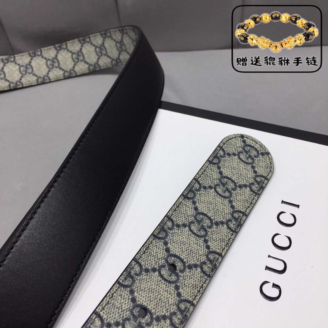 GUCCI.古奇，高级人造革配进口小牛皮底，采用环保工艺制作而成，配以高档皮质滚边，钯色金属旋转钢扣，宽