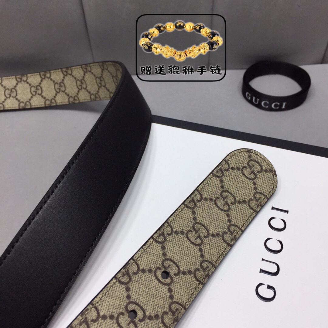GUCCI.古奇，高级人造革配进口小牛皮底，采用环保工艺制作而成，配以高档皮质滚边，钯色金属旋转钢扣，宽