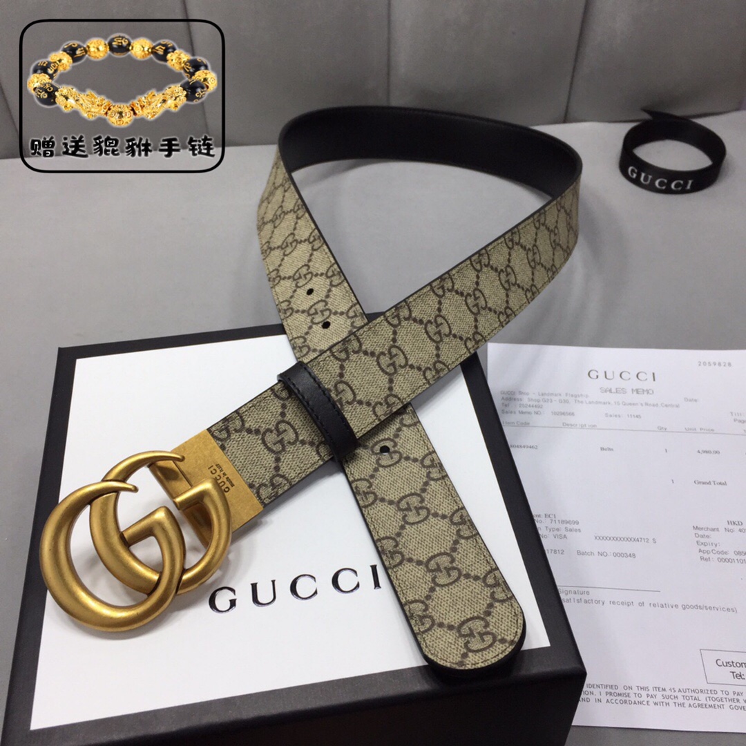 GUCCI.古奇，高级人造革配进口小牛皮底，采用环保工艺制作而成，配以高档皮质滚边，钯色金属旋转钢扣，宽
