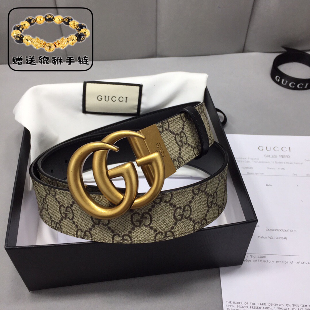 GUCCI.古奇，高级人造革配进口小牛皮底，采用环保工艺制作而成，配以高档皮质滚边，钯色金属旋转钢扣，宽