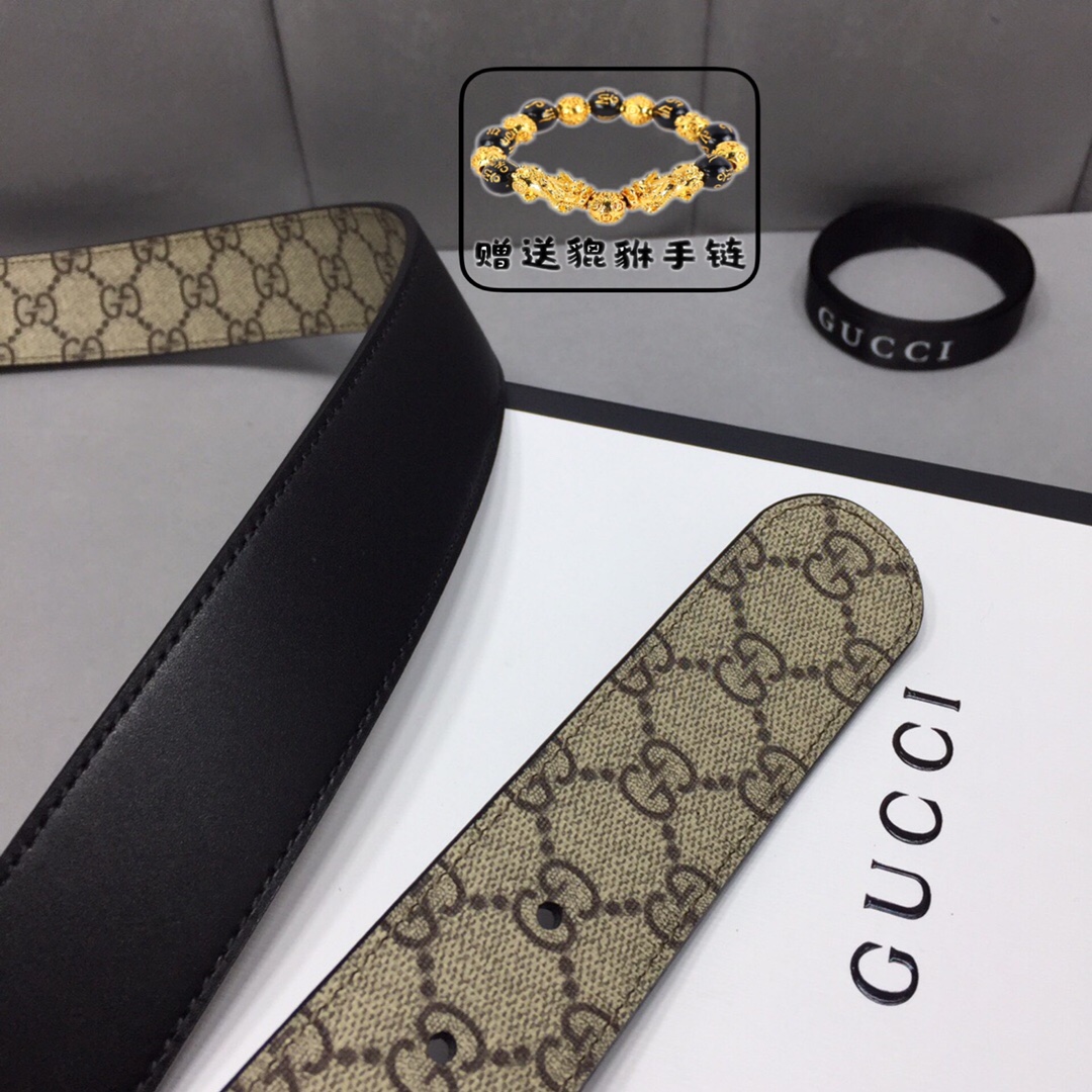 GUCCI.古奇，高级人造革配进口小牛皮底，采用环保工艺制作而成，配以高档皮质滚边，钯色金属旋转钢扣，宽