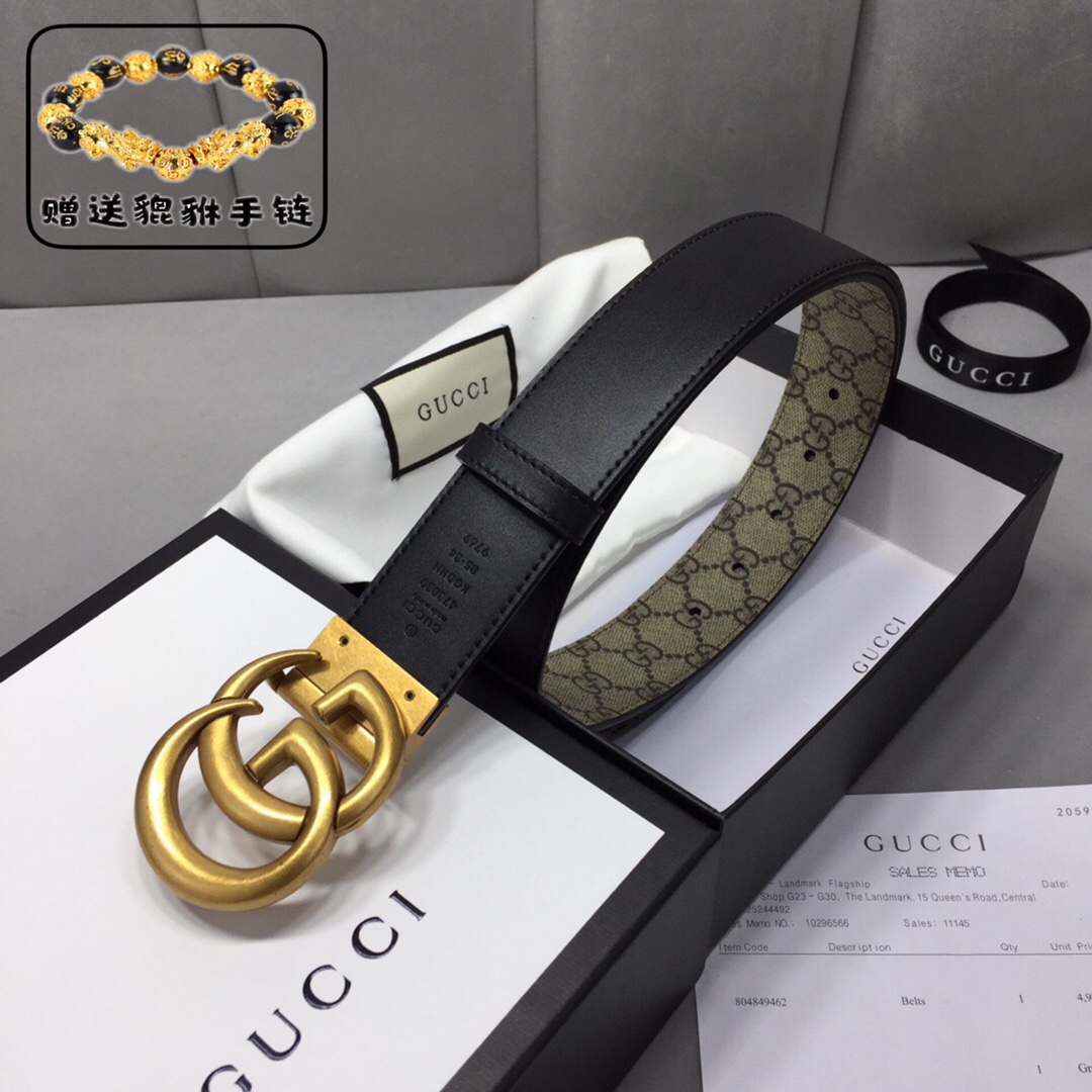 GUCCI.古奇，高级人造革配进口小牛皮底，采用环保工艺制作而成，配以高档皮质滚边，钯色金属旋转钢扣，宽
