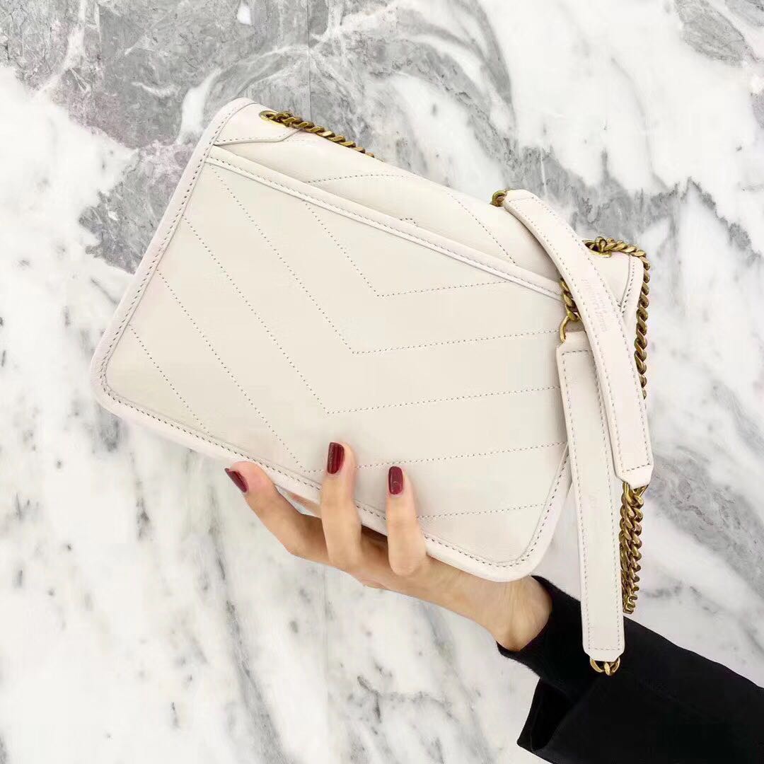 Saint laurent Ysl 𝑵𝒊𝒌𝒊 𝑳𝒂𝒎𝒃 22CM 小羊皮邮差包 533037/奶白色