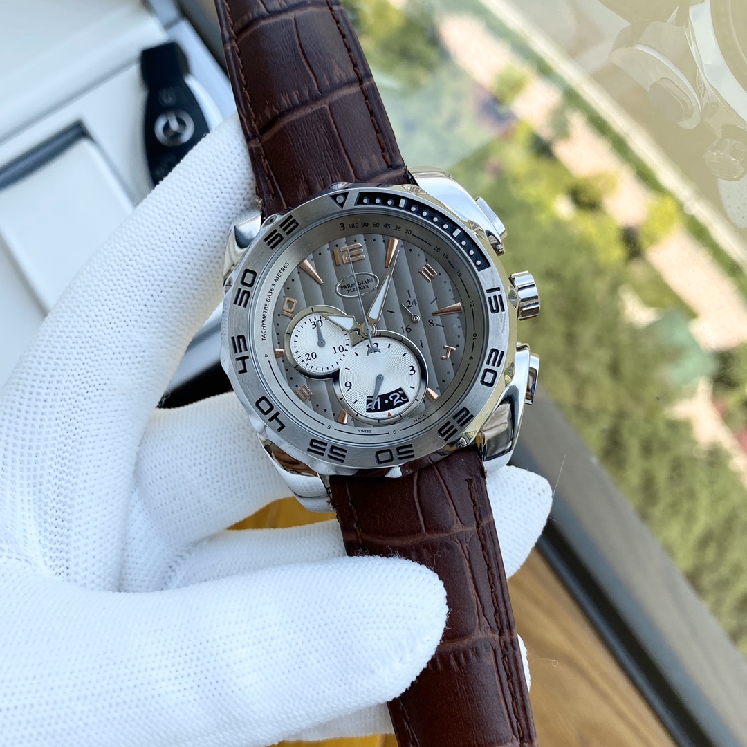 Palma Johnny-PARMIGIANI Men’s Watch: White 316L Steel, Mineral Glass, Cow Skin Band - 图片 3