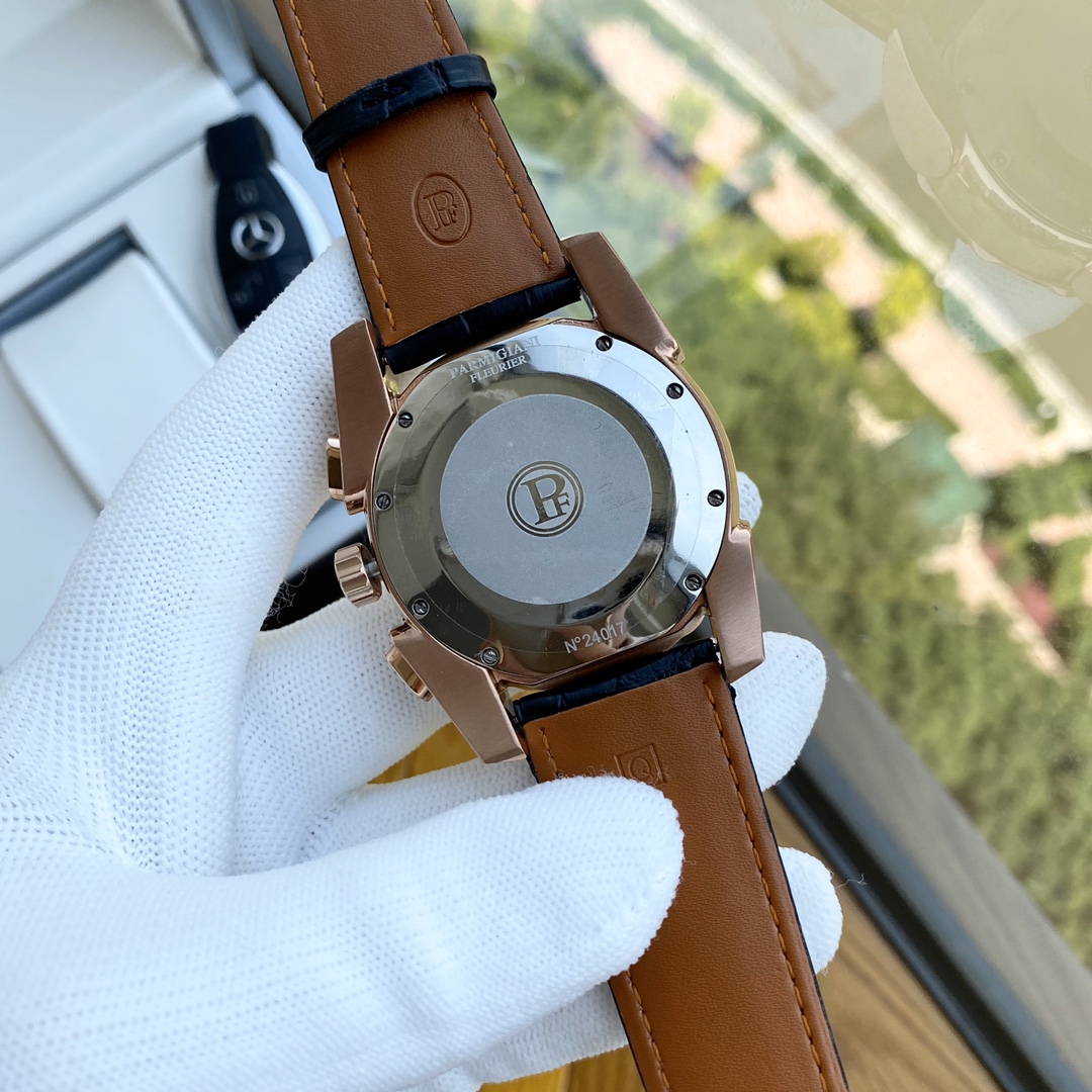 Palma Johnny-PARMIGIANI Men’s Watch: White 316L Steel, Mineral Glass, Cow Skin Band - 图片 8
