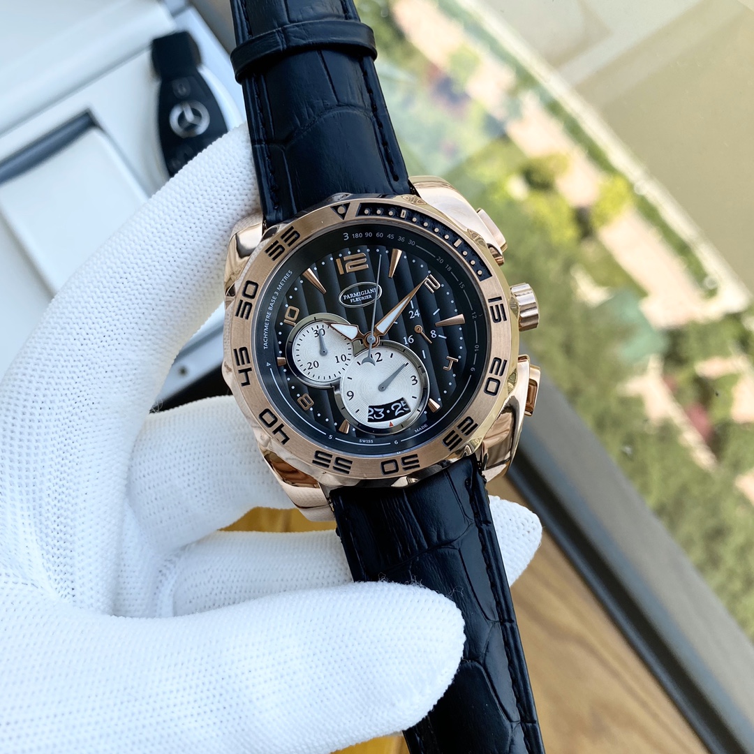 Palma Johnny-PARMIGIANI Men’s Watch: White 316L Steel, Mineral Glass, Cow Skin Band - 图片 7