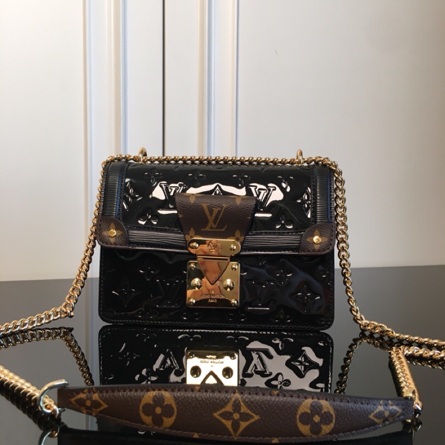 Louis Vuitton LV Wynwood Bags Handbags Black Monogram Canvas Patent Leather M90516
