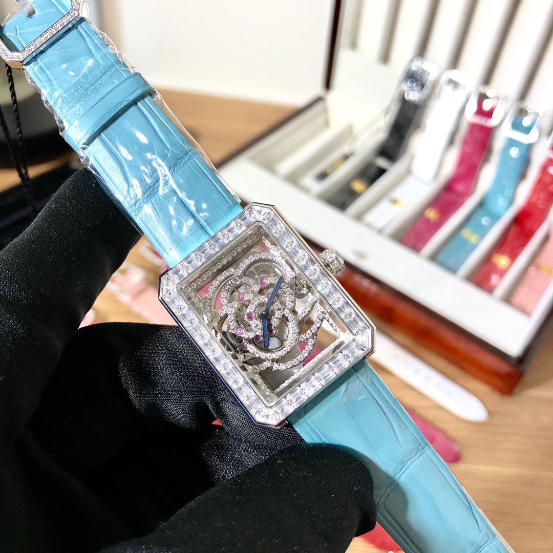 Chanel Première silver case, silver bezel, skeleton dial, assorted leather straps 20mm Women's Quartz