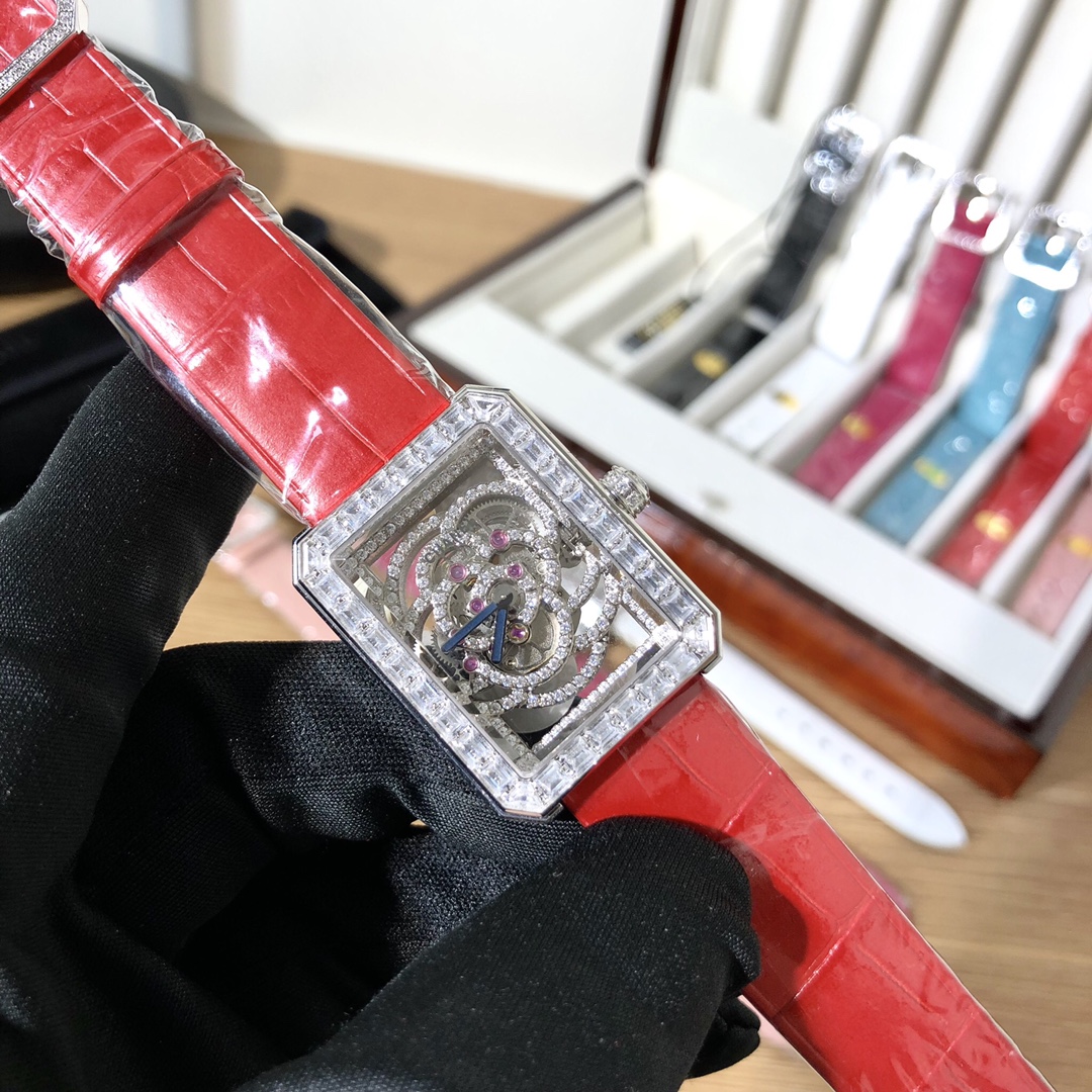 Chanel Première silver case, silver bezel, skeleton dial, assorted leather straps 20mm Women's Quartz
