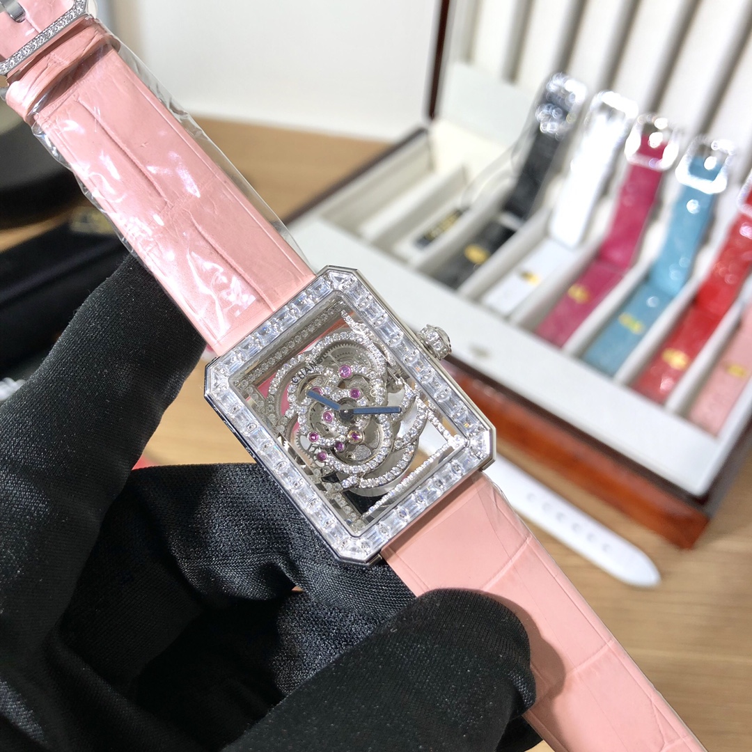 Chanel Première silver case, silver bezel, skeleton dial, assorted leather straps 20mm Women's Quartz
