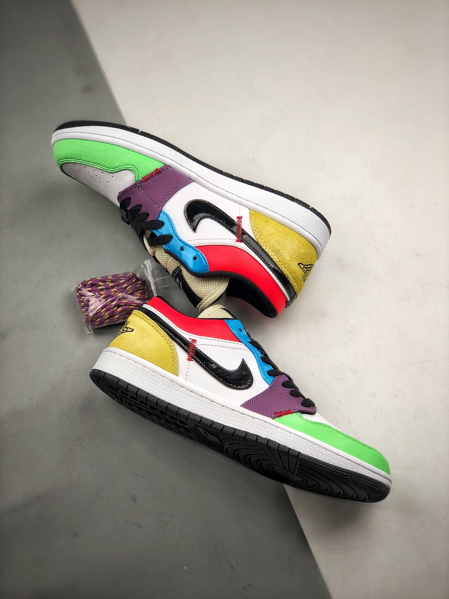 210 Air Jordan 1 Low 彩蛋拼接  头层小牛皮 鞋舌AJ原厂