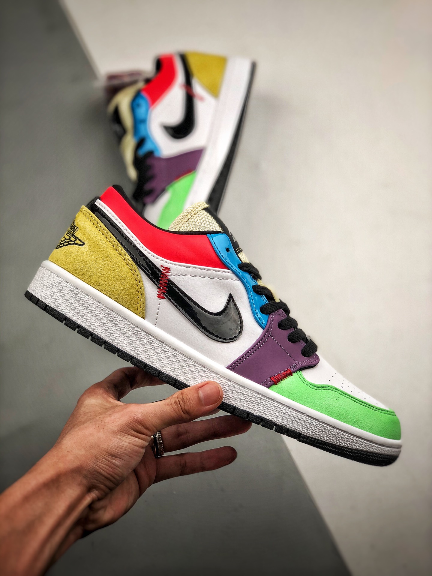 210 Air Jordan 1 Low 彩蛋拼接  头层小牛皮 鞋舌AJ原厂