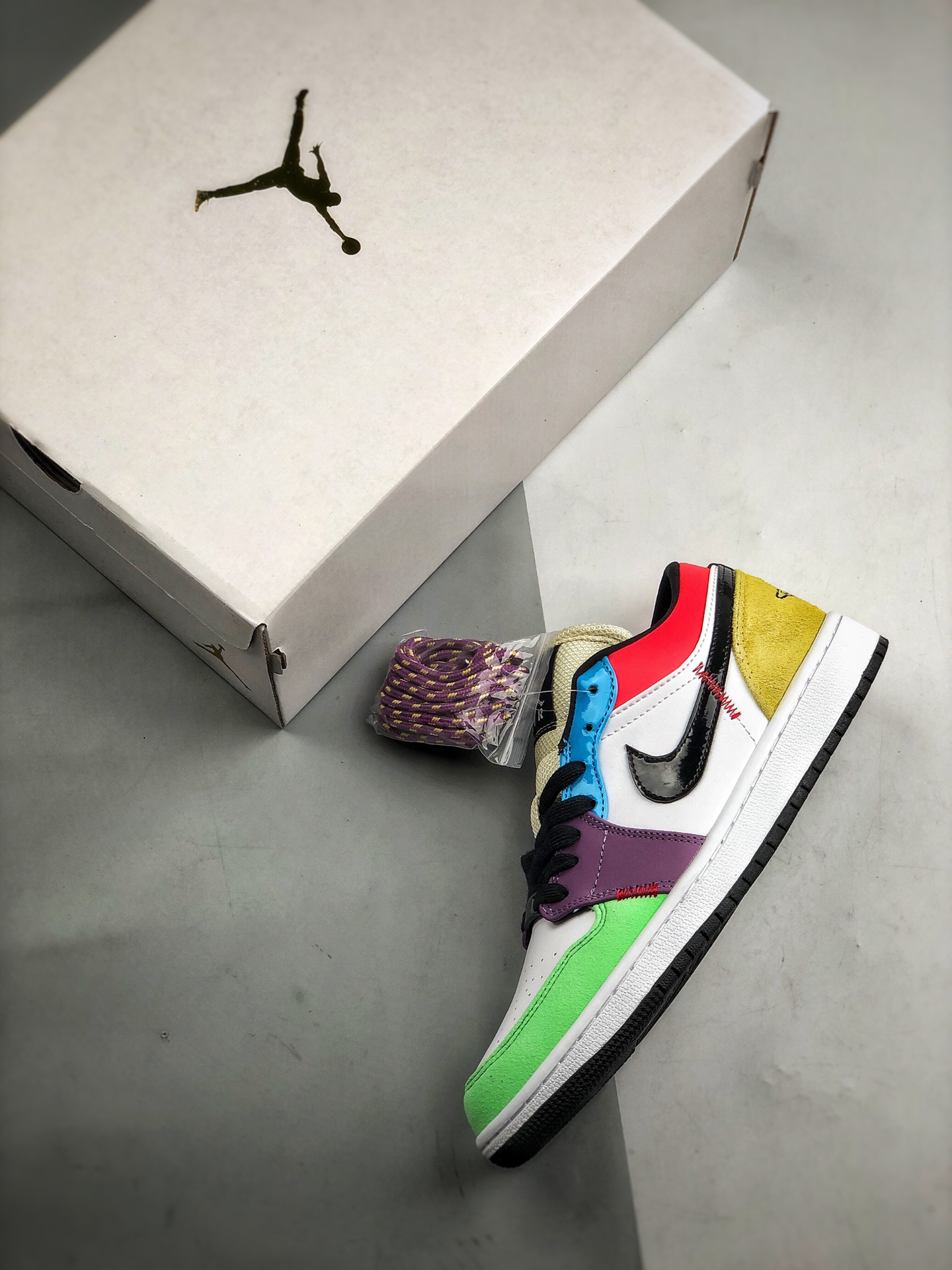 210 Air Jordan 1 Low 彩蛋拼接  头层小牛皮 鞋舌AJ原厂