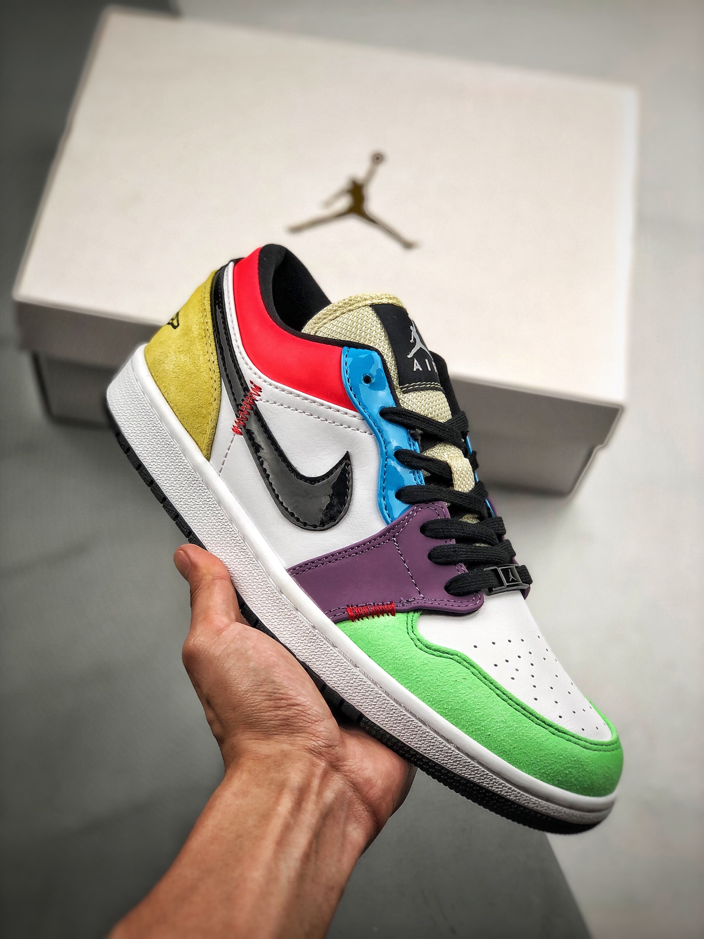 210 Air Jordan 1 Low 彩蛋拼接  头层小牛皮 鞋舌AJ原厂