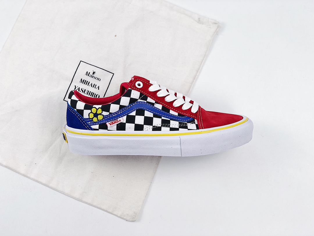 本地155 vans old skool pro 万斯三原色小花棋盘格滑板手联名