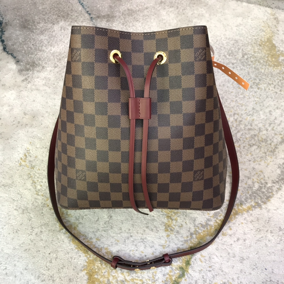 Louis Vuitton LV NeoNoe Bucket Bags Burgundy Pink Red Yellow Monogram Canvas Calfskin Cowhide Spring Collection N44022