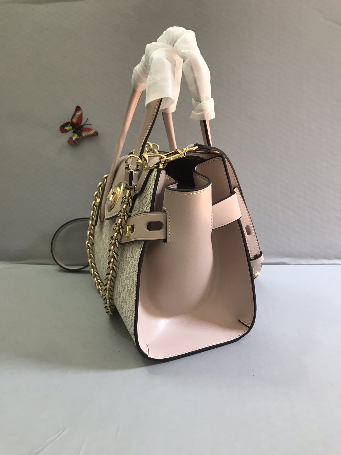 Michael Kors 耳朵包粉拼白色