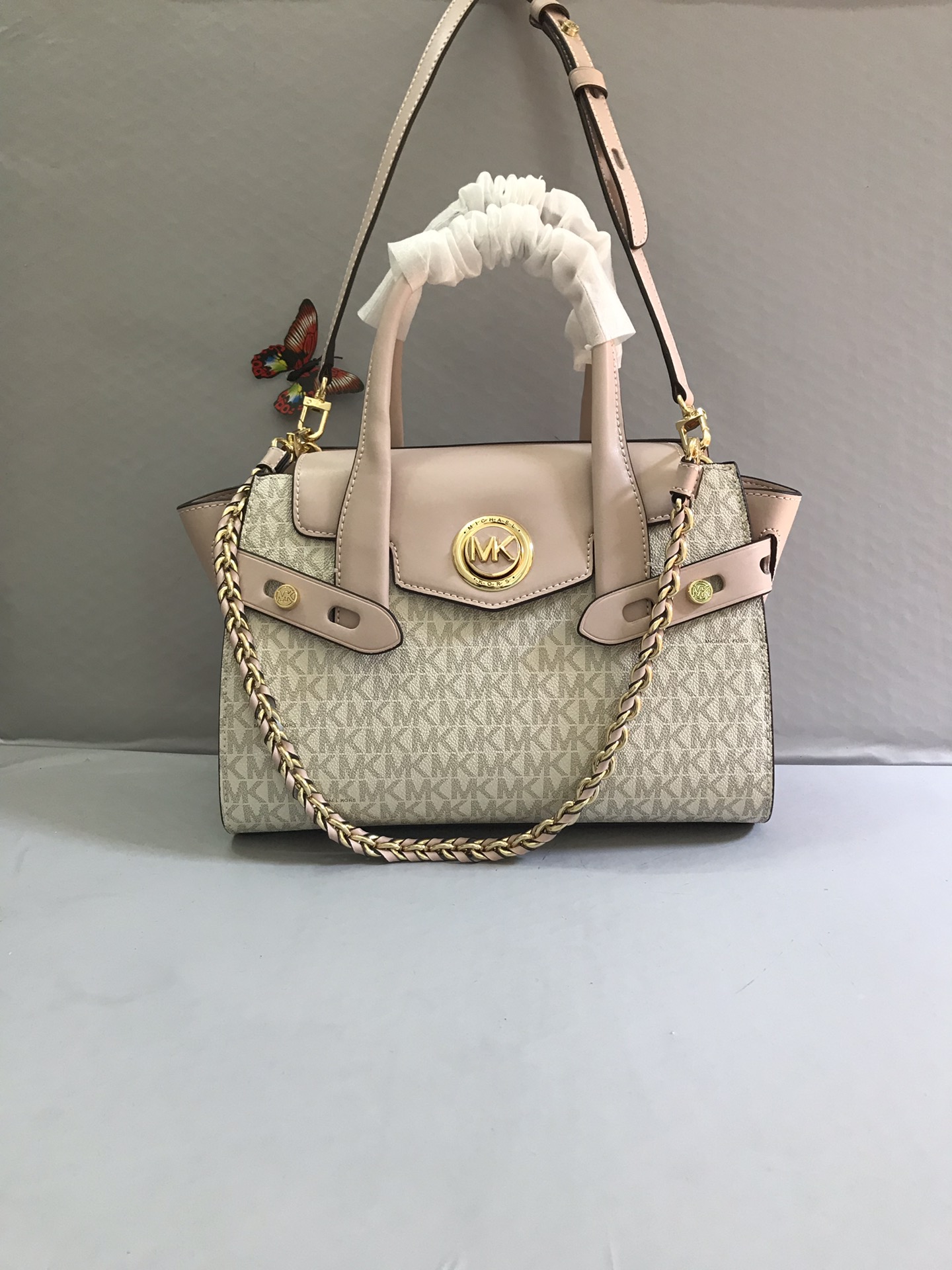 Michael Kors 耳朵包粉拼白色