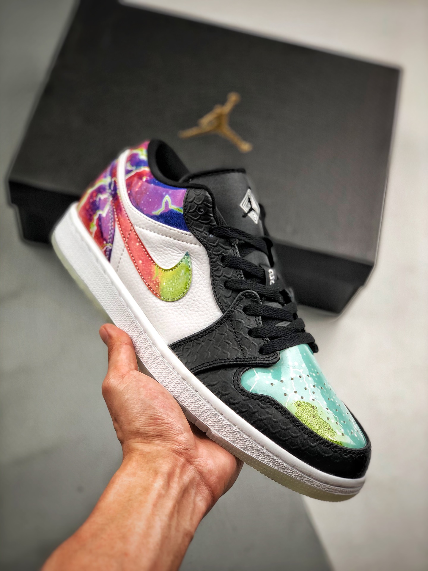 Apoyo pago contra reembolso. Air Jordan 1 Low luminoso yin-yang, con módulo de aire incorporado de fábrica, suela lumin…