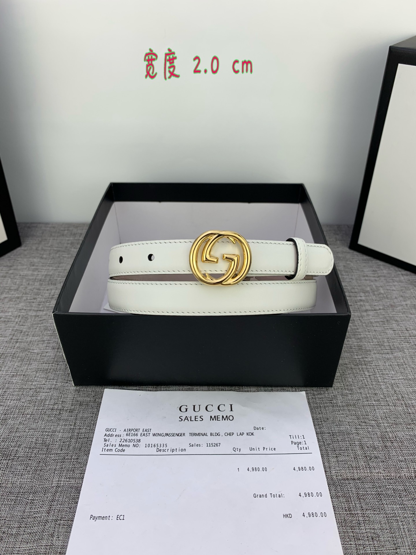 GUCCI此细款腰带用采光头小层牛皮精制而成配以双G带扣宽度2.0cm