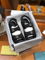 Chanel Shoes Sandals Lychee Pattern All Copper Cowhide Denim Genuine Leather Oil Wax Resin Sheepskin Spring/Summer Collection