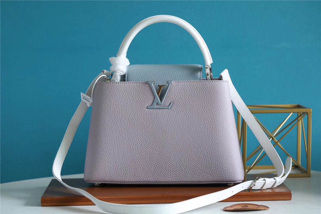 Louis Vuitton LV Capucines Bags Handbags Blue Light Pink Purple Taurillon M56290