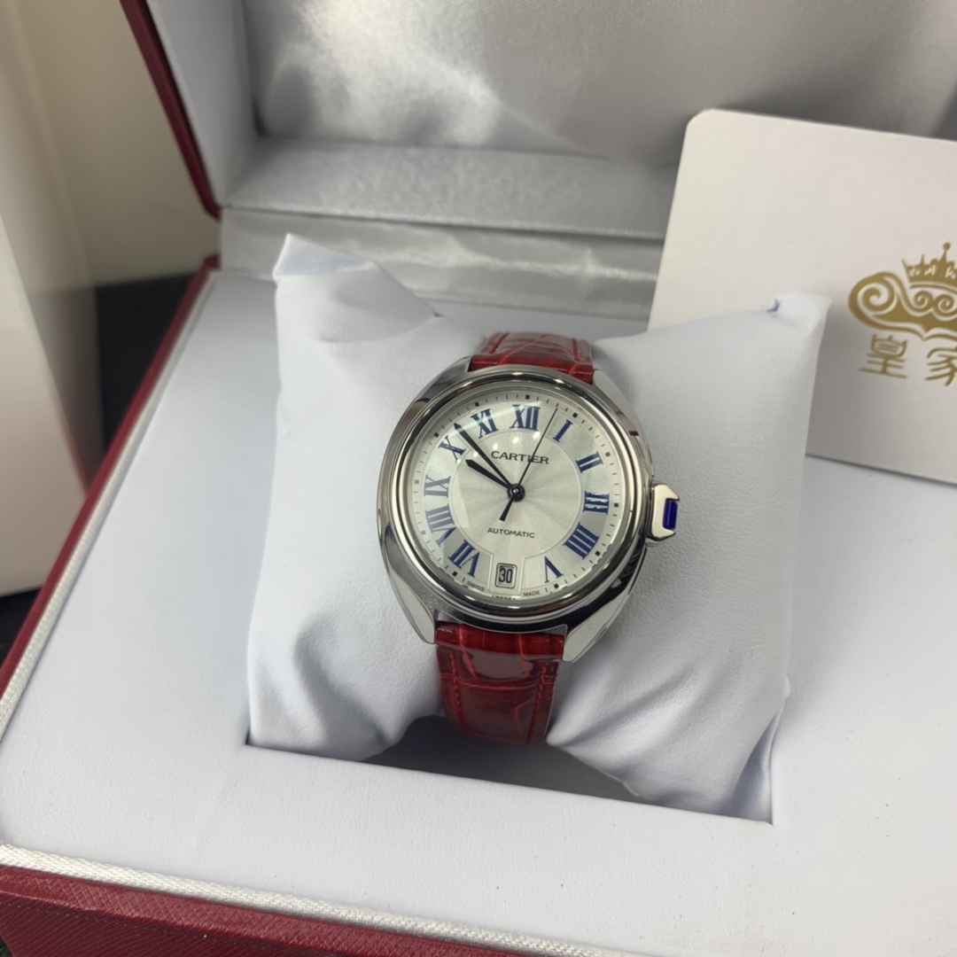 Cartier 皇家 卡地亚钥匙系列女款酒红色鳄鱼皮表带