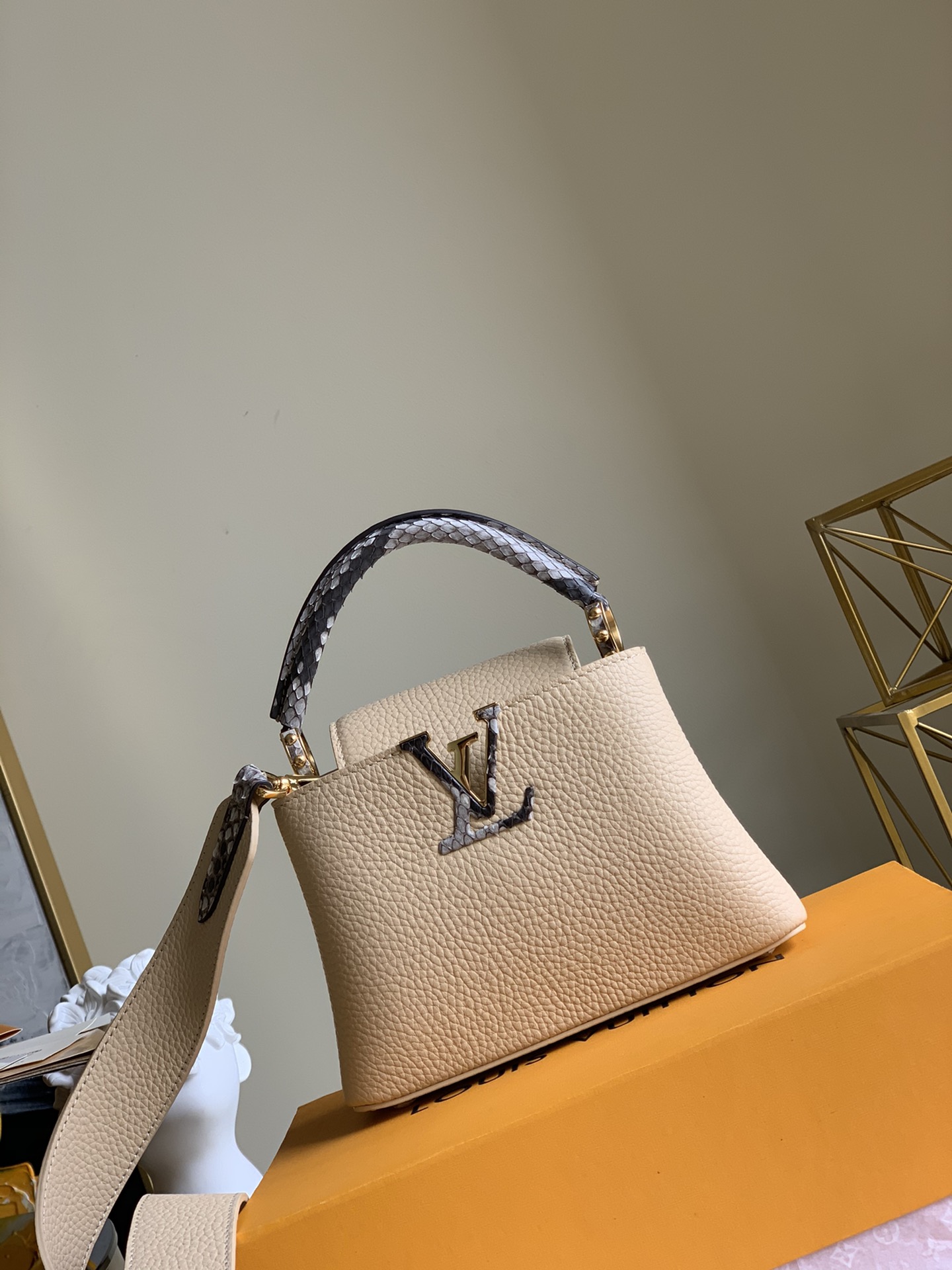 Louis Vuitton LV Capucines Bags Handbags for sale cheap now
 Gold Yellow Taurillon Snake Skin Mini M96467