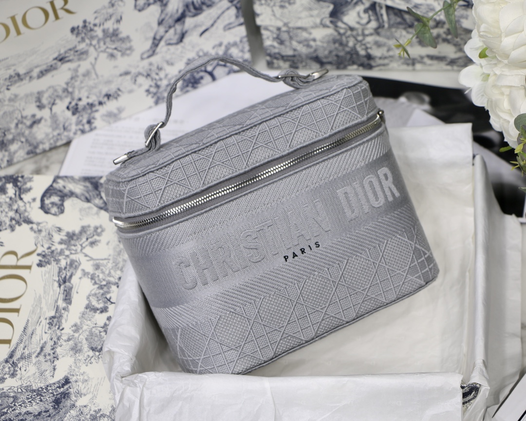 Dior Oblique Print Cosmetic Bag Handheld Bucket Bag Toiletry Bag