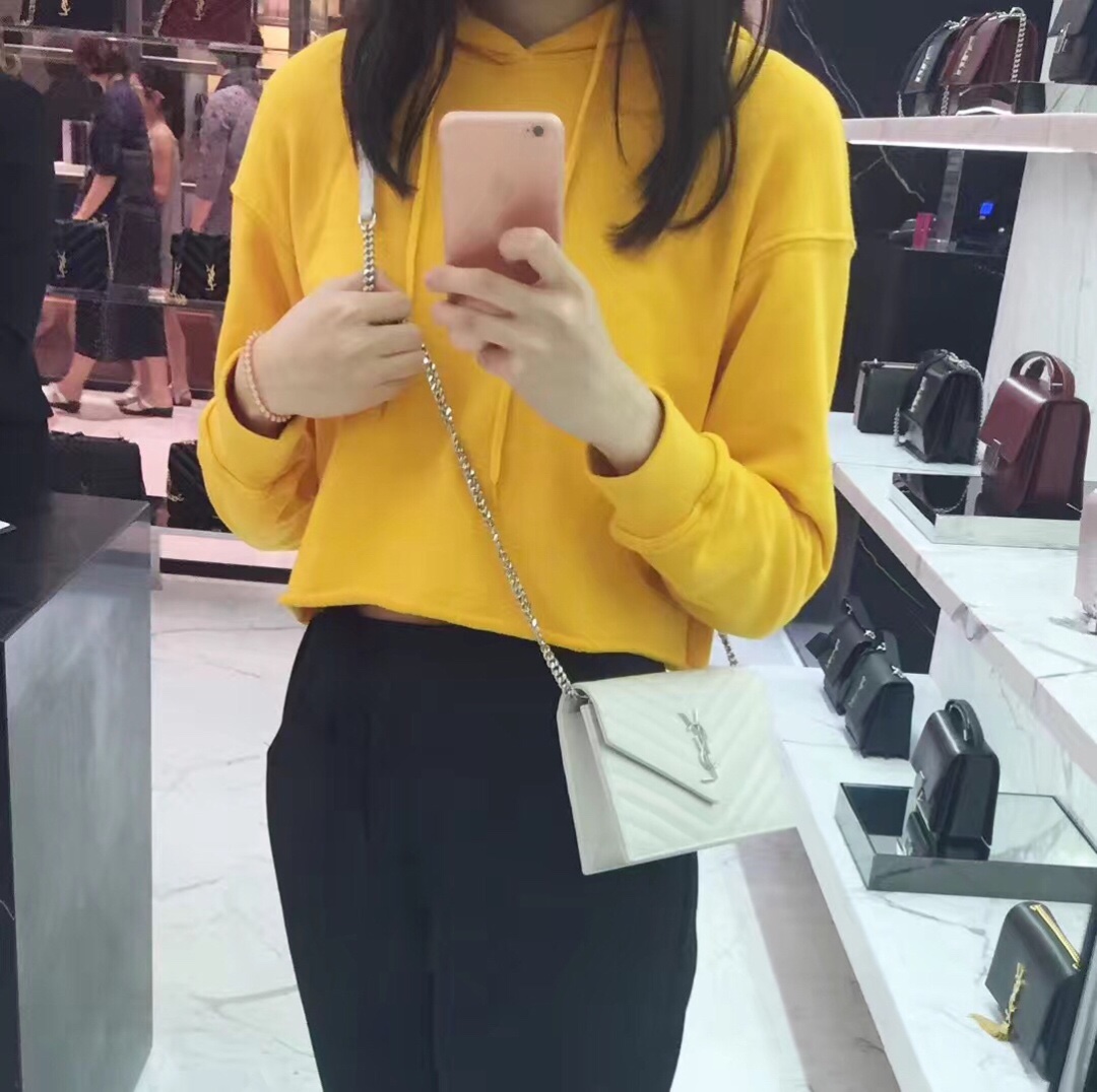 Saint laurent Ysl woc19小号信封包 393953白色银扣