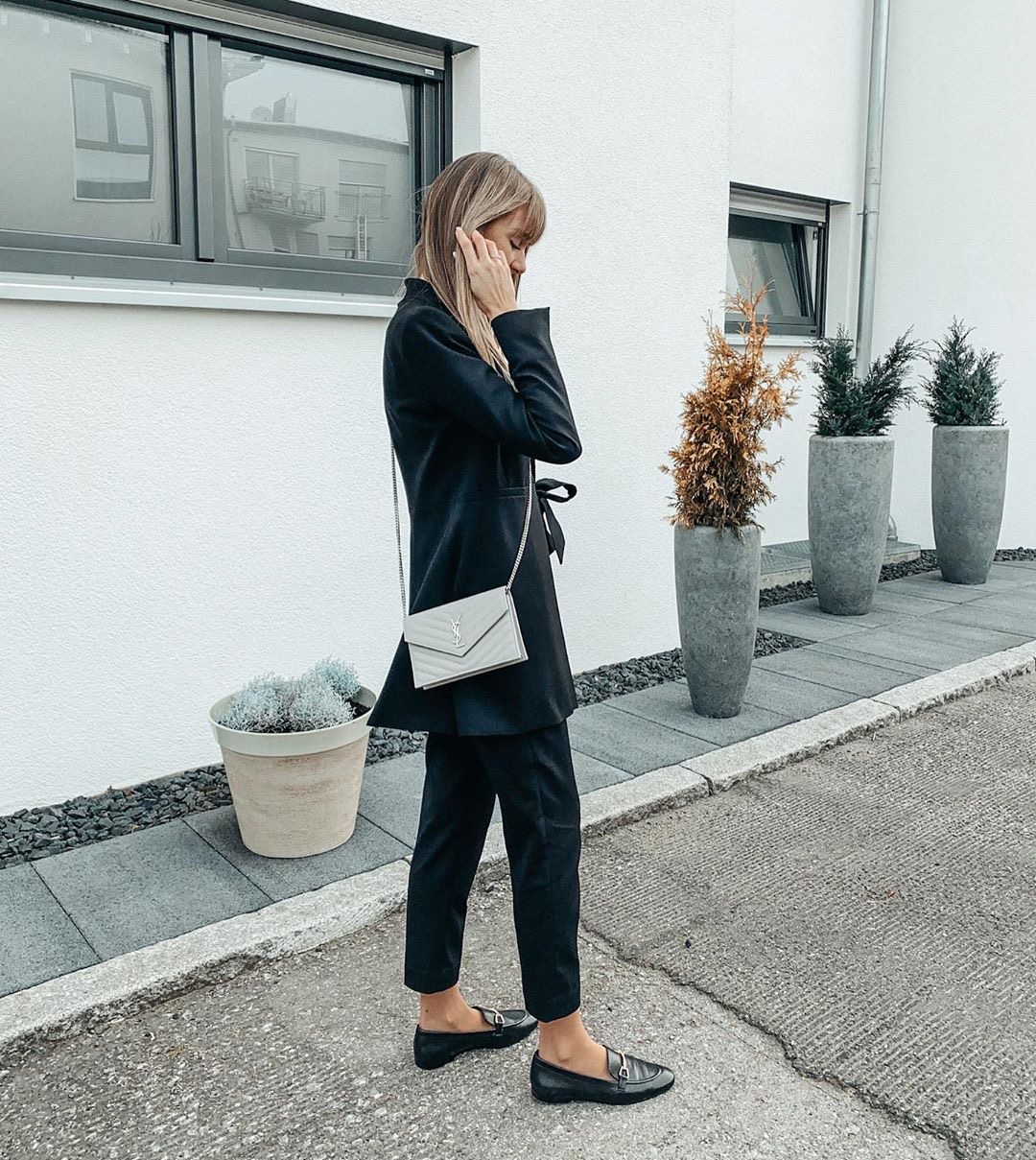 Saint laurent Ysl woc19小号信封包 393953白色银扣