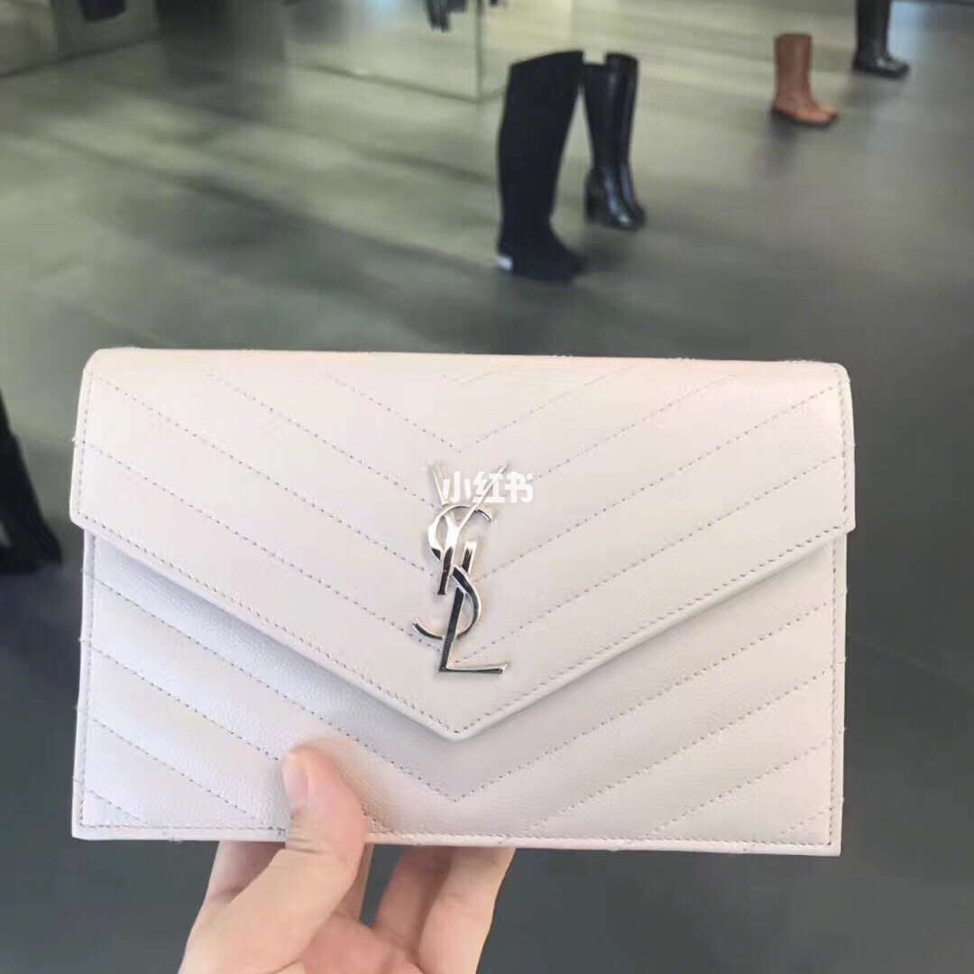Saint laurent Ysl woc19小号信封包 393953白色银扣