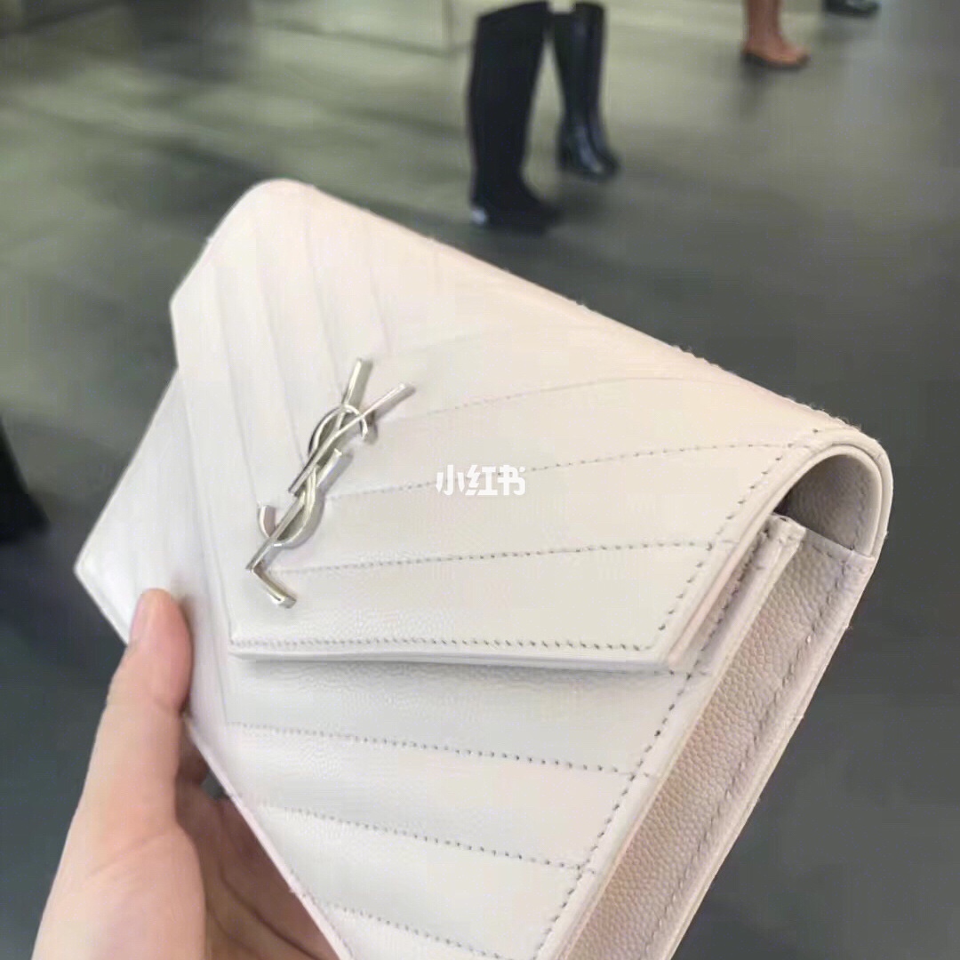 Saint laurent Ysl woc19小号信封包 393953白色银扣