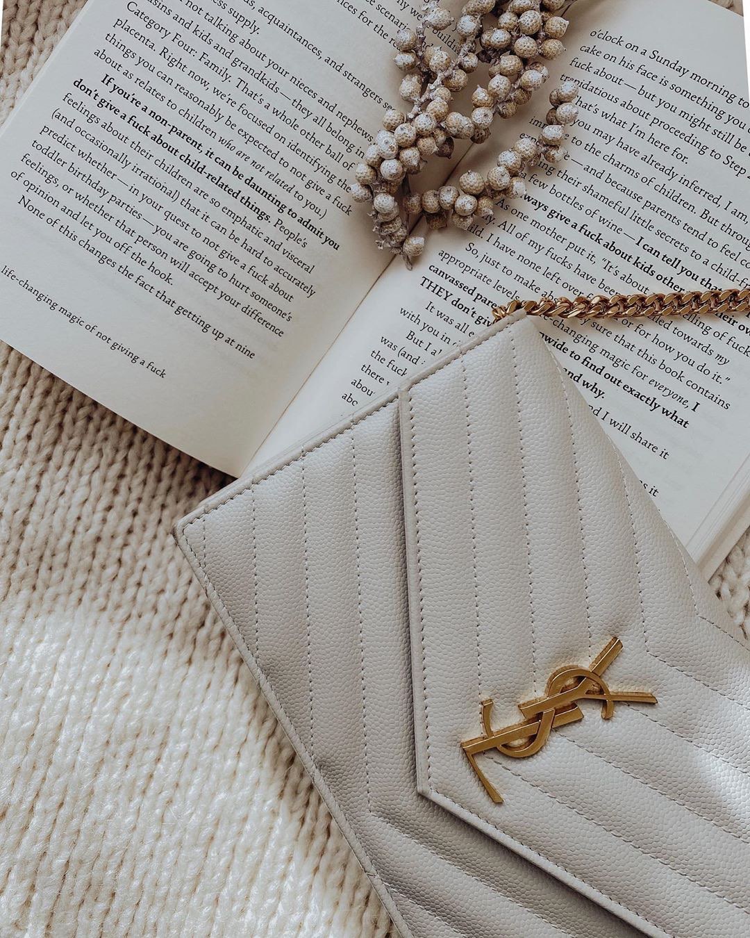 Saint laurent Ysl woc19小号信封包 393953白色金扣