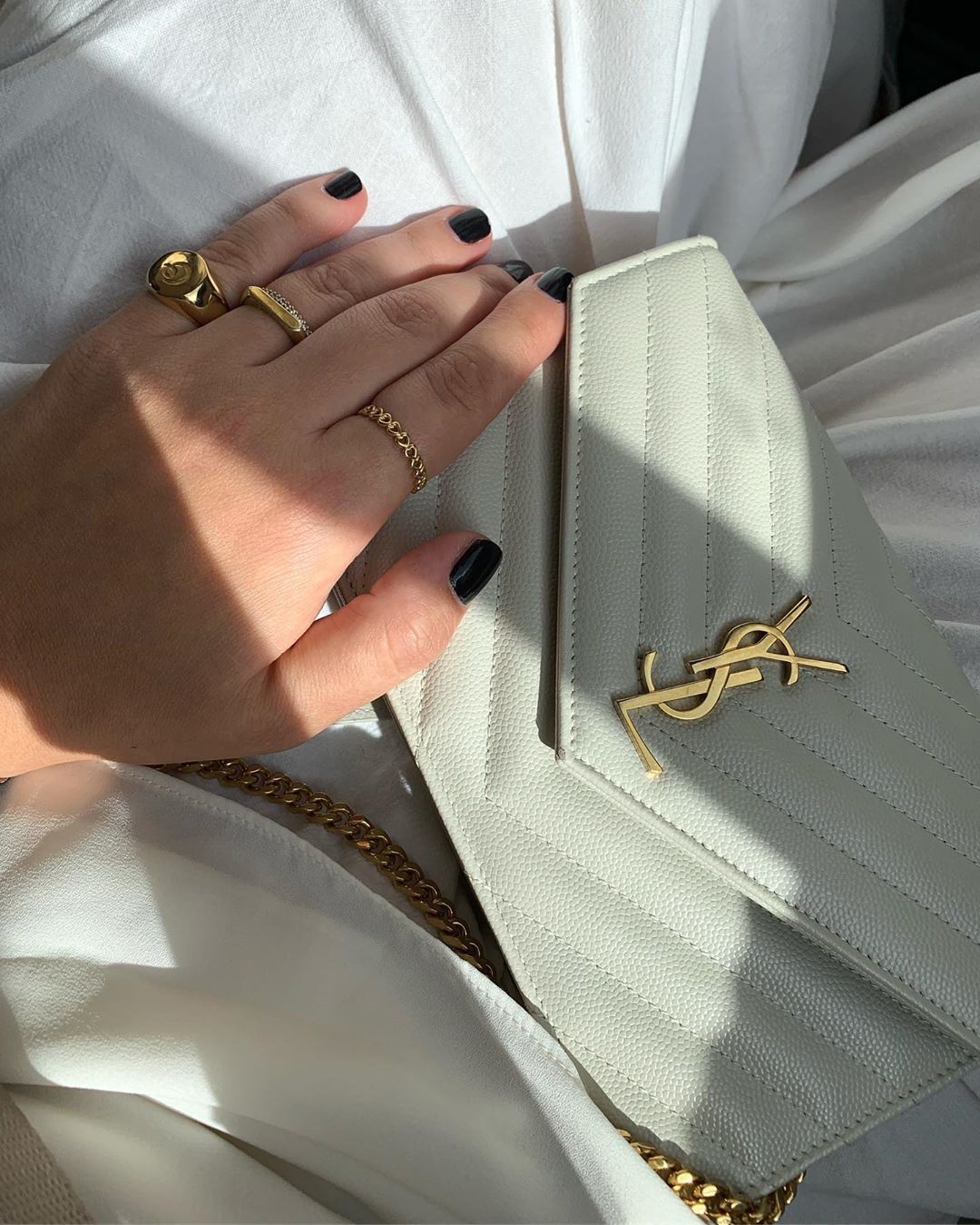 Saint laurent Ysl woc19小号信封包 393953白色金扣