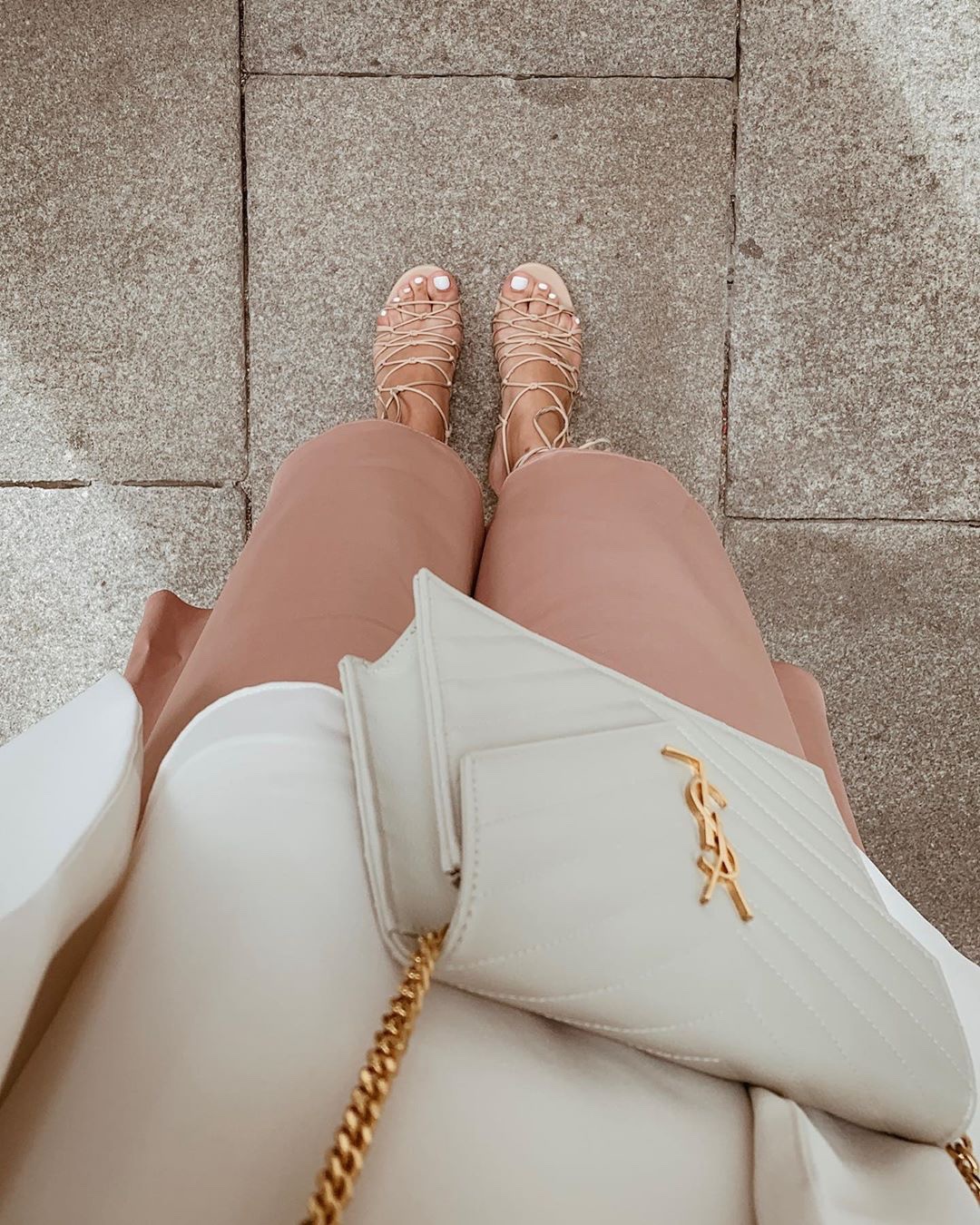 Saint laurent Ysl woc19小号信封包 393953白色金扣