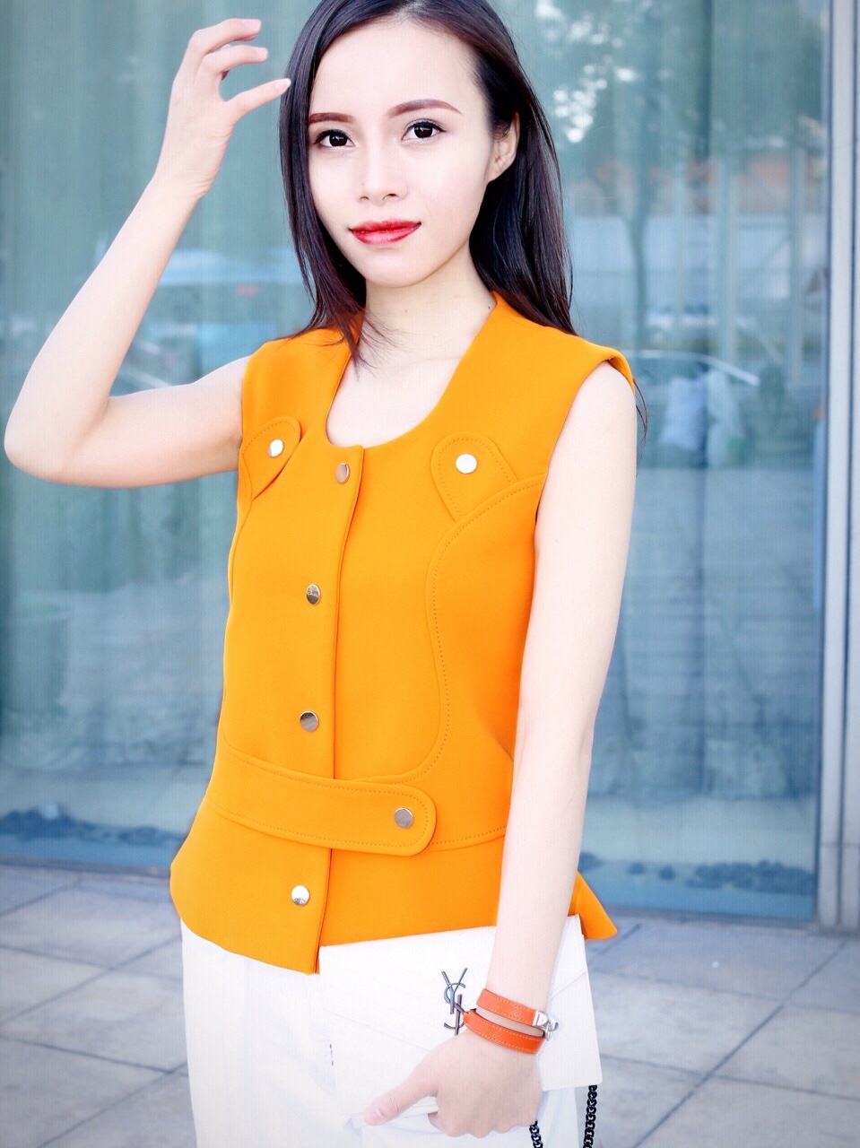 Saint laurent Ysl woc19小号信封包 393953白色黑扣