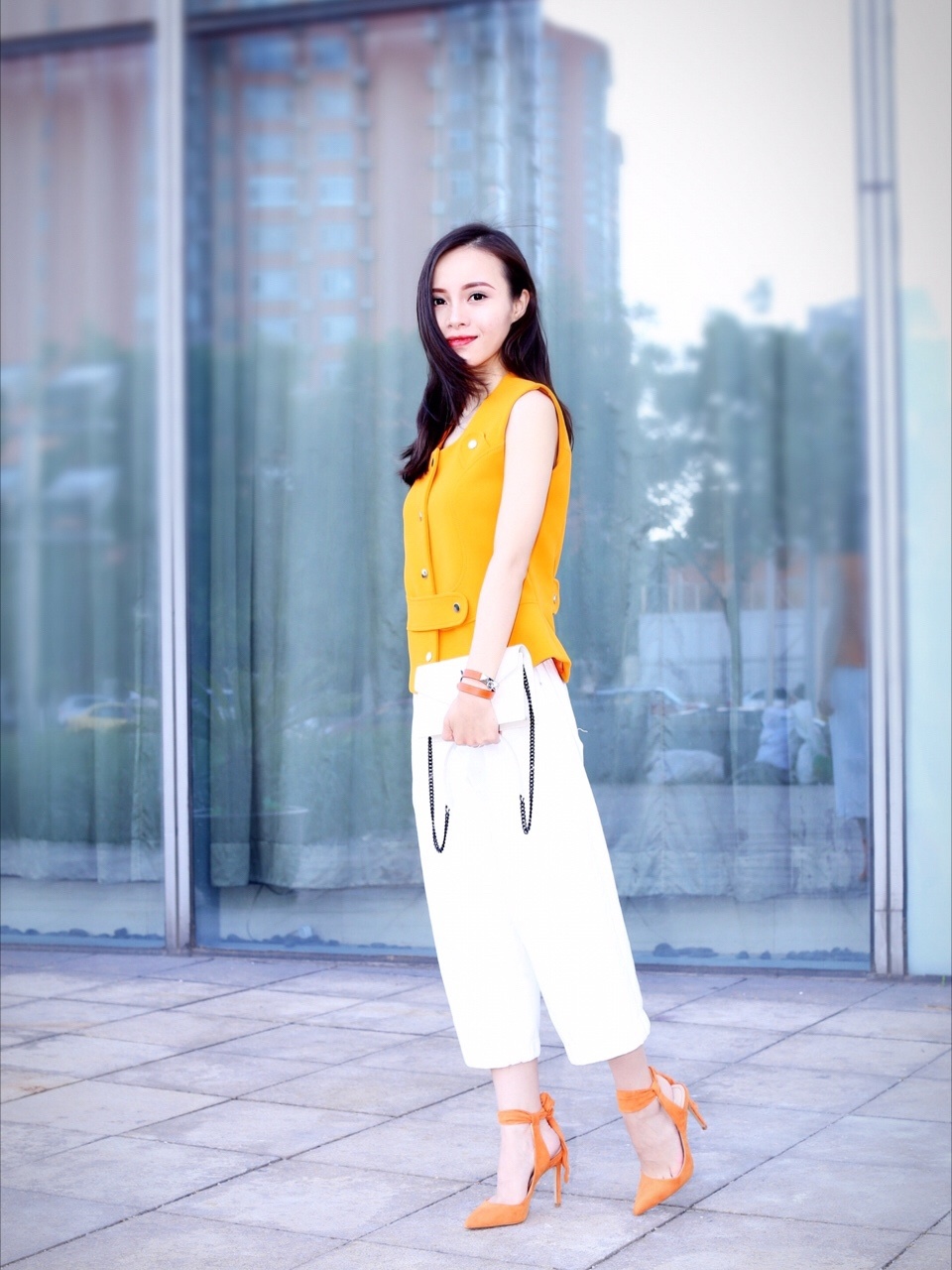 Saint laurent Ysl woc19小号信封包 393953白色黑扣