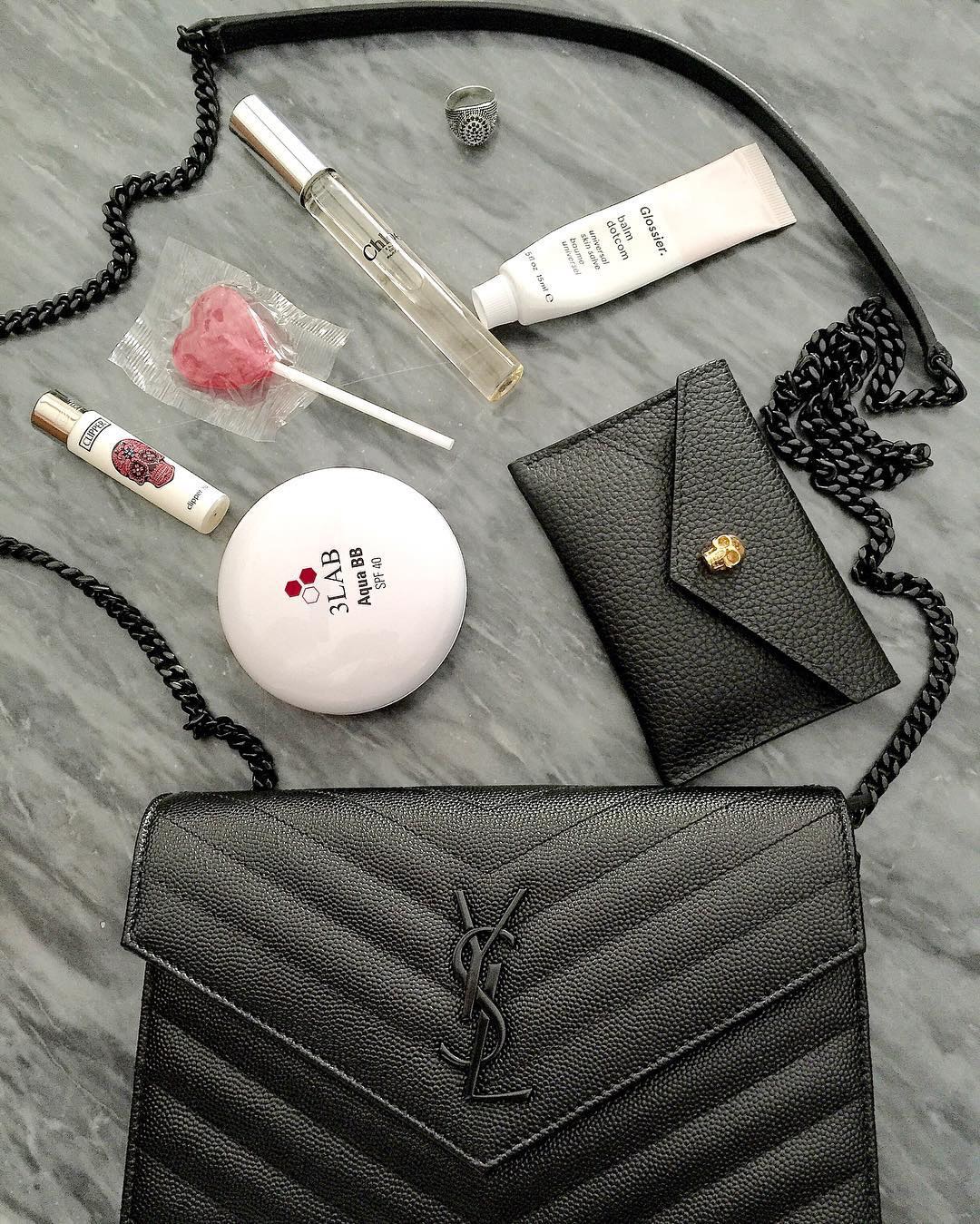 Saint laurent Ysl woc19小号信封包 393953黑色黑扣