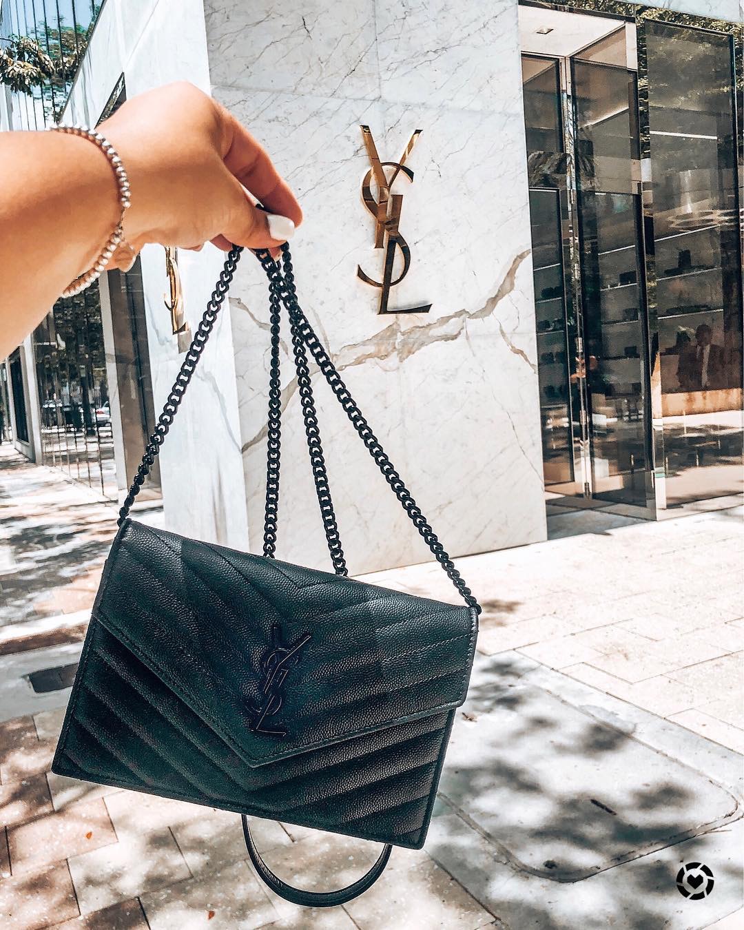 Saint laurent Ysl woc19小号信封包 393953黑色黑扣