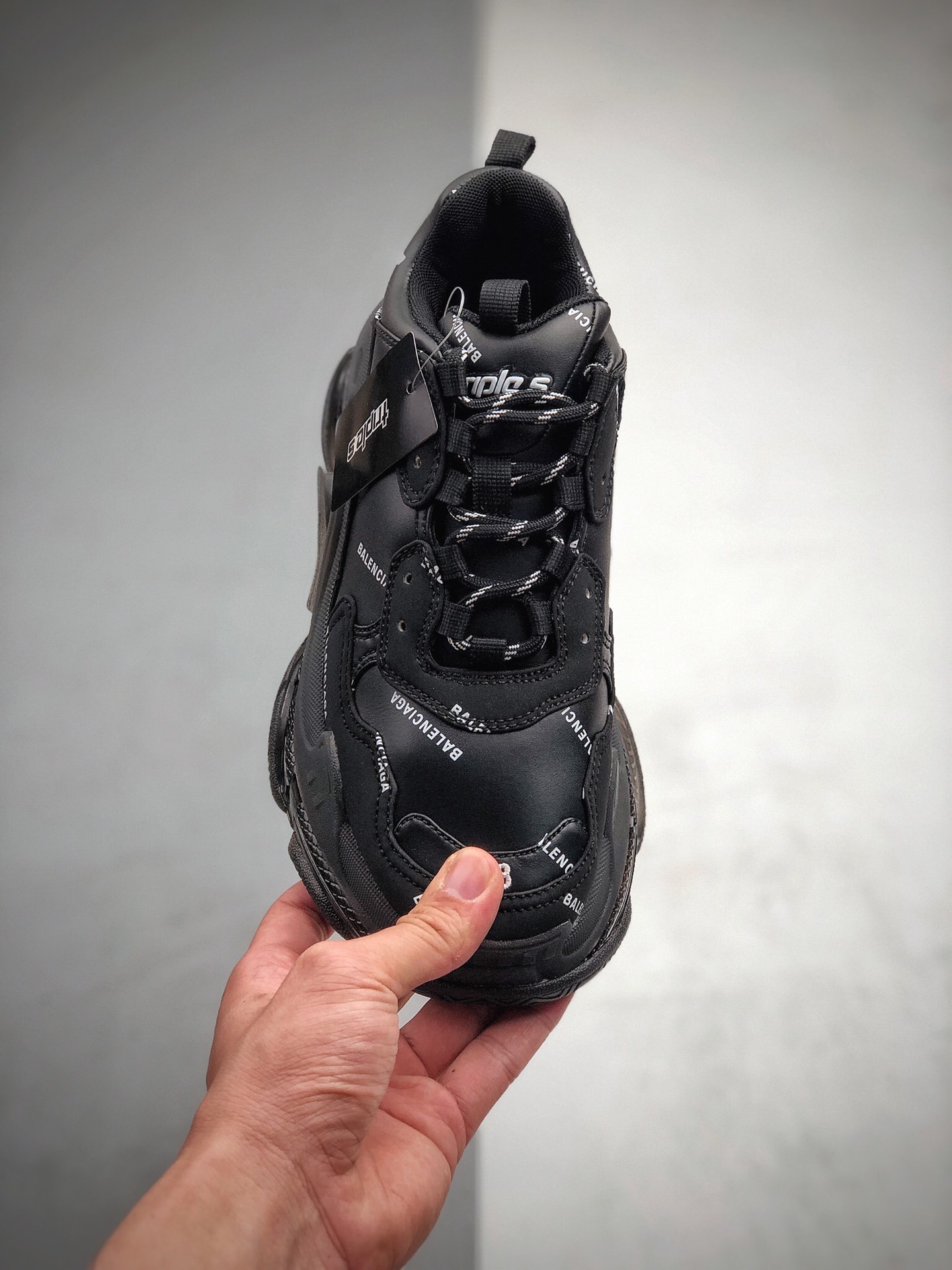 550 【i8金标】Balenciaga Triple S 纯黑弹幕气垫系列 巴黎世家 19官方发售版本