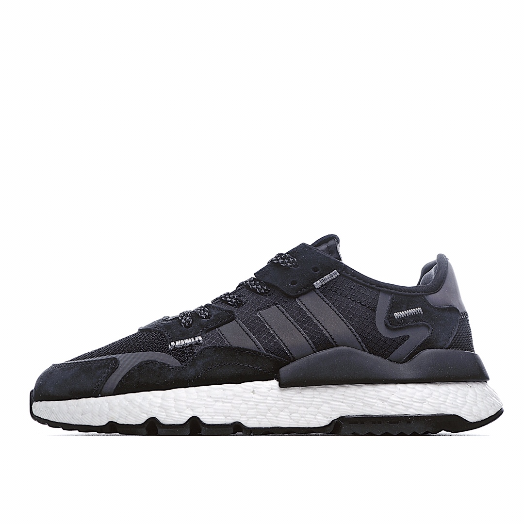 G5 Adidas 阿迪达斯 Nite Jogger Boost 夜行者3M反光复古跑鞋 原厂材料 原厂大底 私家独模 网布搭配麂皮拼接打造鞋面 极具复古风格 鞋头及鞋跟点缀3M反光 设计极为亮眼 中底采用全掌 Boost 科技 厚度相当可观 脚感极佳